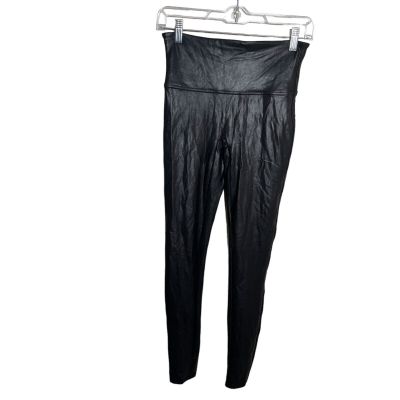 Spanx Faux Leather Leggings Women's XS Black Pull On Full Length Active